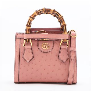 グッチ(Gucci)のグッチ ダイアナ オーストリッチ  ピンク レディース ハンドバッグ(ハンドバッグ)