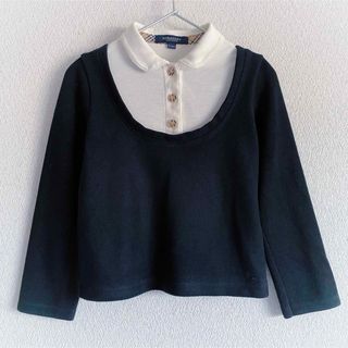 バーバリー(BURBERRY)の美品 BURBERRY 日本製 重ね着風トップス ノバチェック 黒 110(Tシャツ/カットソー)