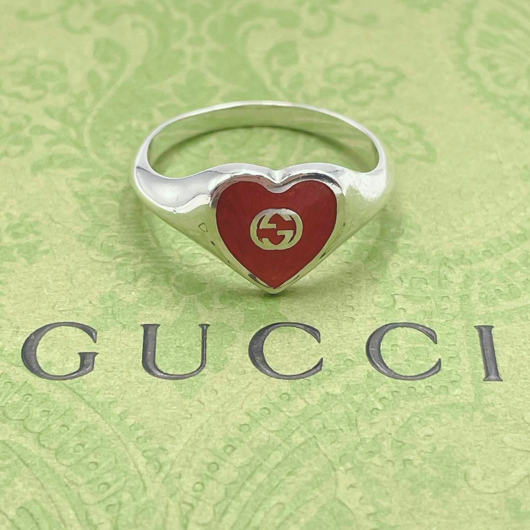 Gucci(グッチ)の✨極美品✨GUCCI インターロッキングG ハート リング シルバー 現行 レディースのアクセサリー(リング(指輪))の商品写真