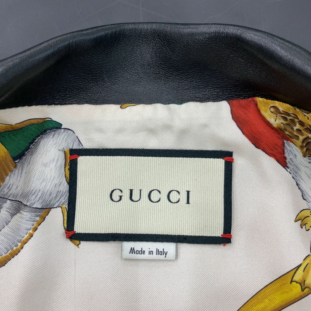 Gucci(グッチ)の【GUCCI グッチ】【ラムレザーダブルライダースジャケット 40 ブラック 629189 XN336 シルクライナー 国内正規品】 レディースのジャケット/アウター(ライダースジャケット)の商品写真