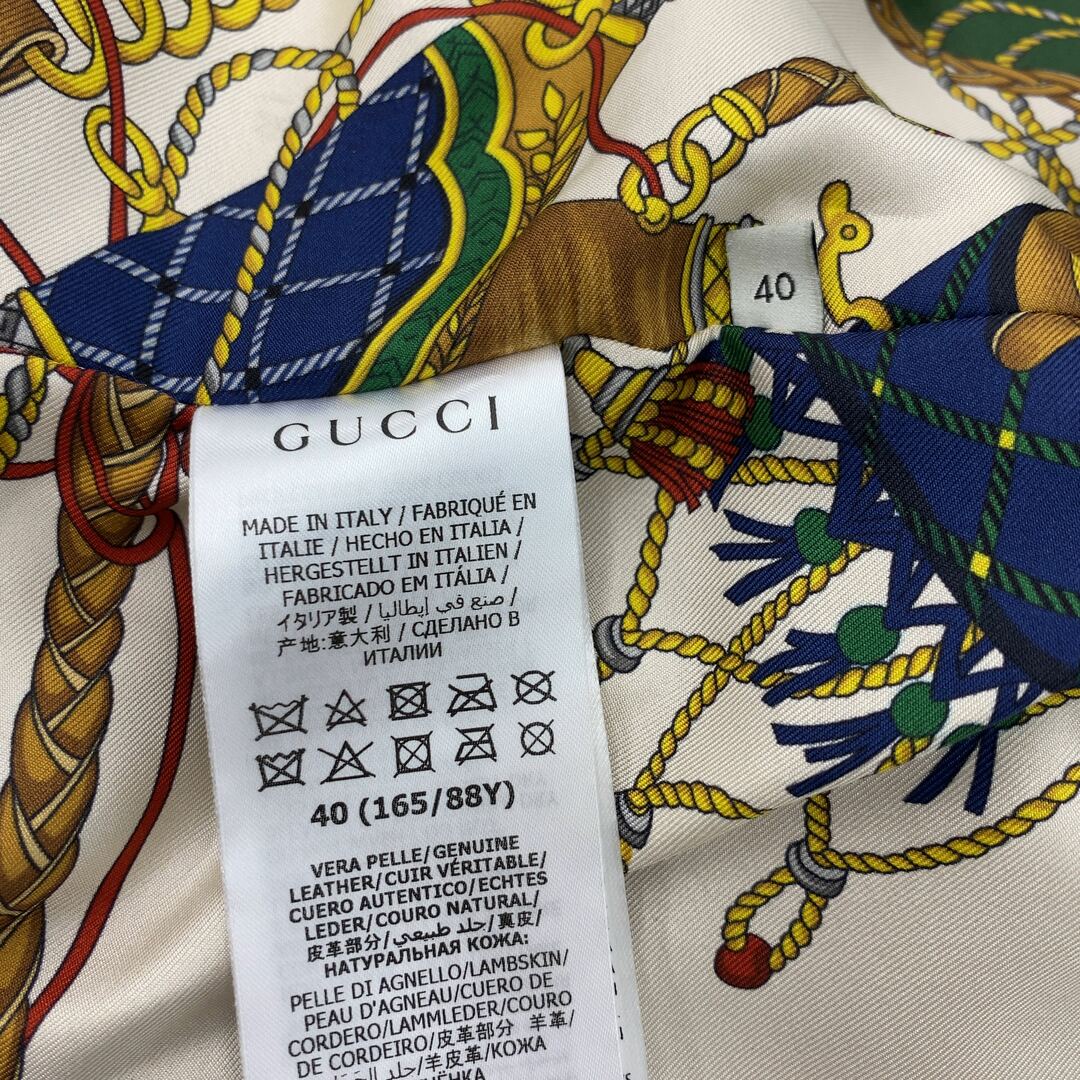 Gucci(グッチ)の【GUCCI グッチ】【ラムレザーダブルライダースジャケット 40 ブラック 629189 XN336 シルクライナー 国内正規品】 レディースのジャケット/アウター(ライダースジャケット)の商品写真