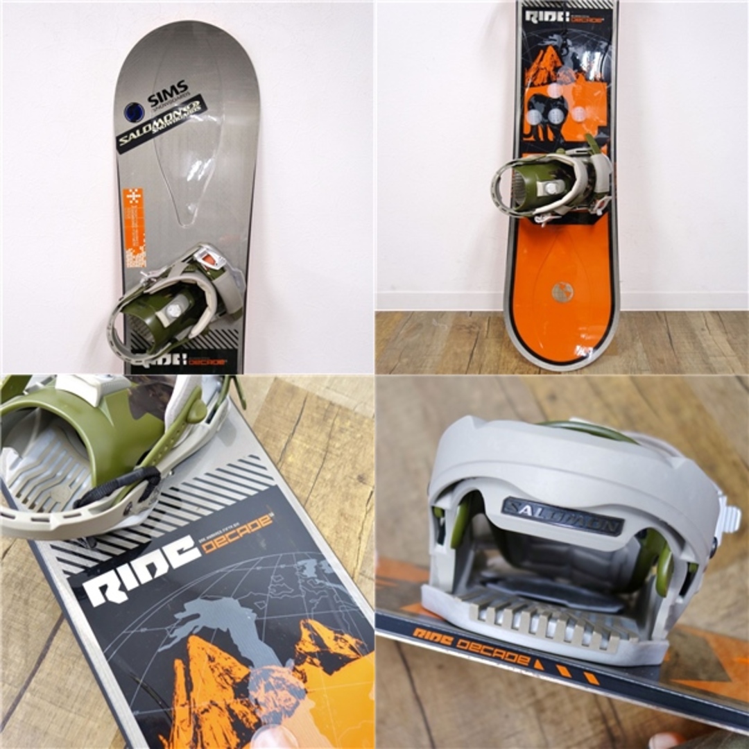 ライド RIDE スノーボード 156cm ビンディング SALOMON ブーツ sims 27cm 収納ケース 4点 セット アウトドア