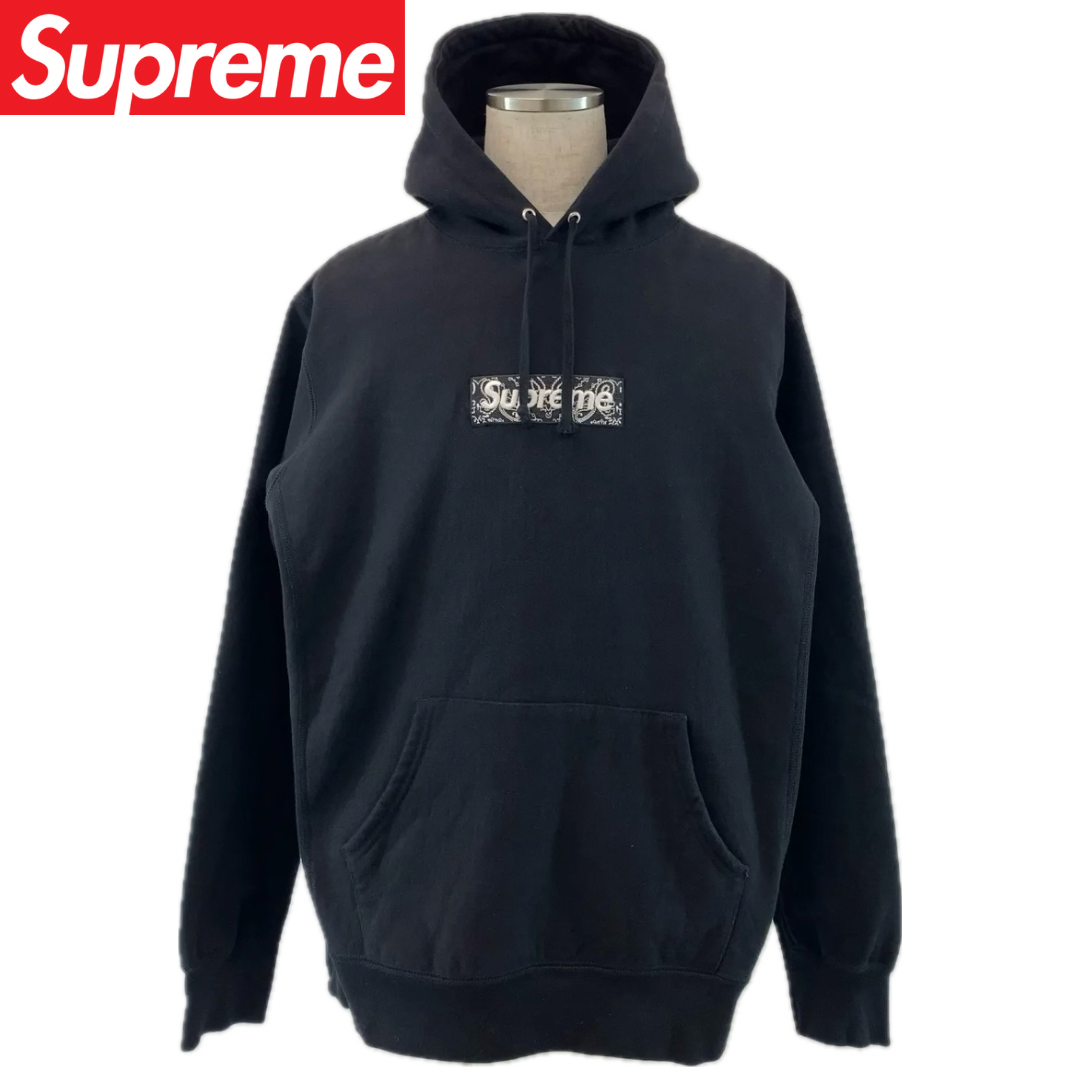 トップス【Supreme シュプリーム】【19FW Bandana Box Logo Hooded Sweatshirt XL ブラック 国内正規品】