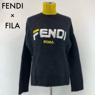 フェンディ(FENDI)の【FENDI×FILA】【タートルネックニット 38 ロゴマニア モヘア カシミア ラムウール オーバーサイズ サイドスリット 国内正規品】(ニット/セーター)