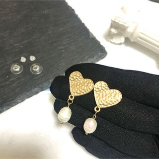 ハート 淡水パールピアス(ピアス)