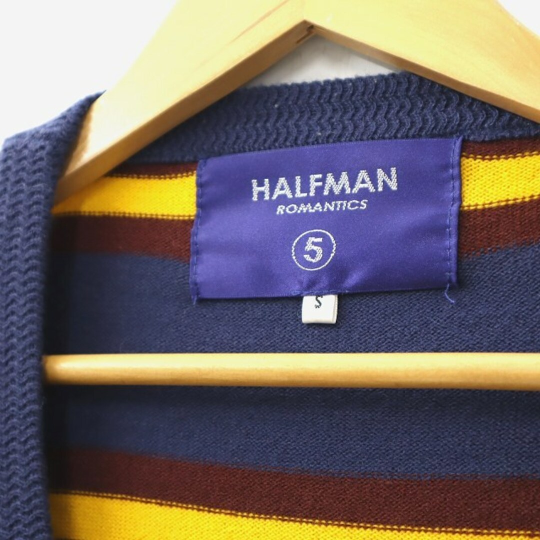 HALFMAN(ハーフマン)のハーフマン ウール ボーダー ボタンアップ ニット カーディガン S ネイビー メンズのトップス(カーディガン)の商品写真