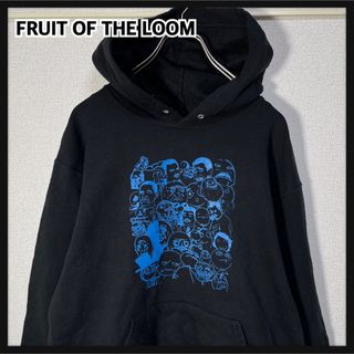 フルーツオブザルーム(FRUIT OF THE LOOM)の【フルーツオブザルーム】プルオーバーパーカー　顔いっぱい　アニメ　黒裏起毛96(パーカー)