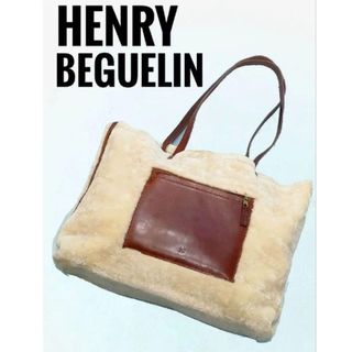 エンリーべグリン(HENRY BEGUELIN)の【 HENRY BEGUELIN 】希少 モコモコ ムートン トート オミノ刺繍(トートバッグ)