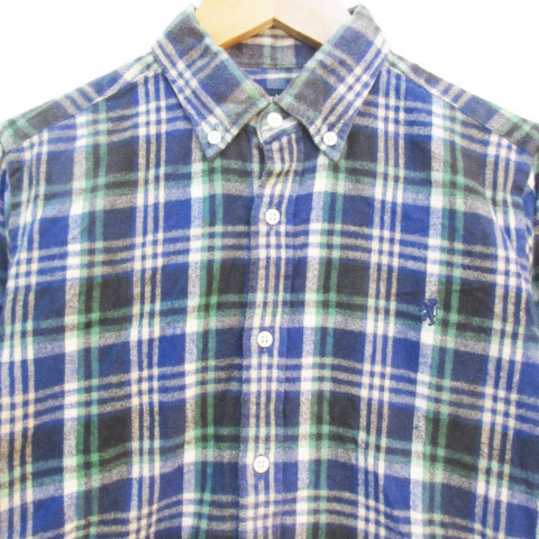 GYMPHLEX(ジムフレックス)のジムフレックス ネルシャツ カジュアルシャツ 長袖 チェック柄 14 青 白 レディースのトップス(シャツ/ブラウス(長袖/七分))の商品写真