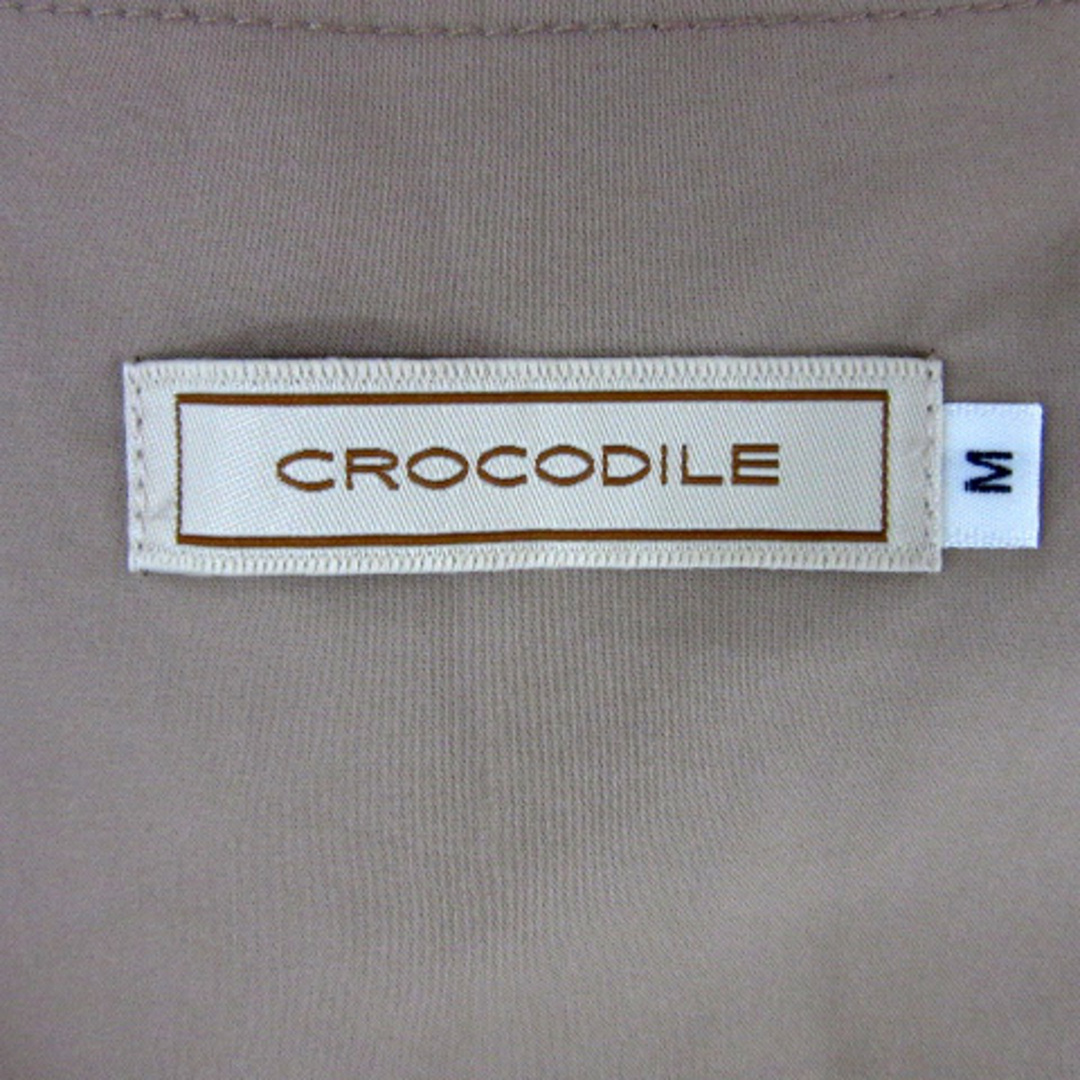 Crocodile(クロコダイル)のクロコダイル ノーカラージャケット ミドル丈 ジップアップ 無地 M ベージュ レディースのジャケット/アウター(ブルゾン)の商品写真