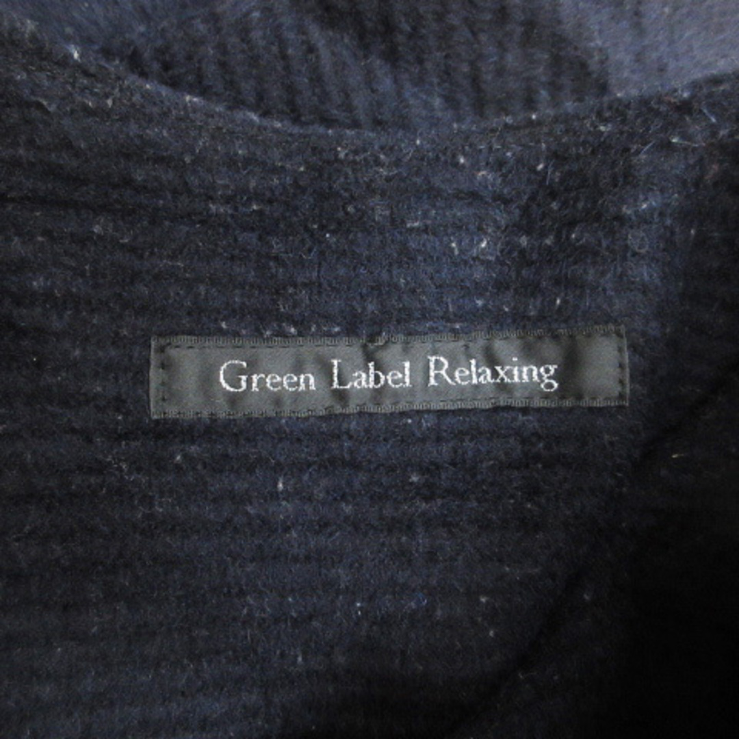 UNITED ARROWS green label relaxing(ユナイテッドアローズグリーンレーベルリラクシング)のグリーンレーベルリラクシング ノーカラーコート ロング丈 ボーダー柄 40 紺 レディースのジャケット/アウター(その他)の商品写真