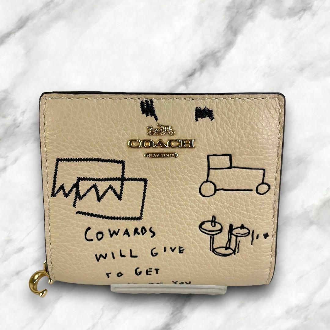 新品未使用】COACH 折り財布 ミシェル・バスキア コラボ ホワイト 新品未使用】COACH 折り財布 ミシェル・バスキア コラボ ホワイト