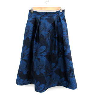 ビアッジョブルー(VIAGGIO BLU)のビアッジョブルー Viaggio Blu フレアスカート ロング丈 花柄 2 青(ひざ丈スカート)