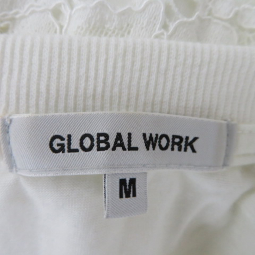 GLOBAL WORK(グローバルワーク)のグローバルワーク カットソー 七分袖 ラウンドネック レース M 白 ホワイト レディースのトップス(その他)の商品写真