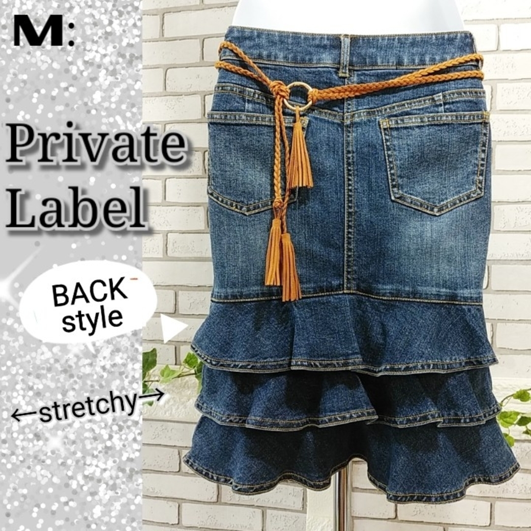 PRIVATE LABEL(プライベートレーベル)のM：美品★ペンシル デニムスカート／プライベートレーベル★デニム レディースのスカート(ひざ丈スカート)の商品写真