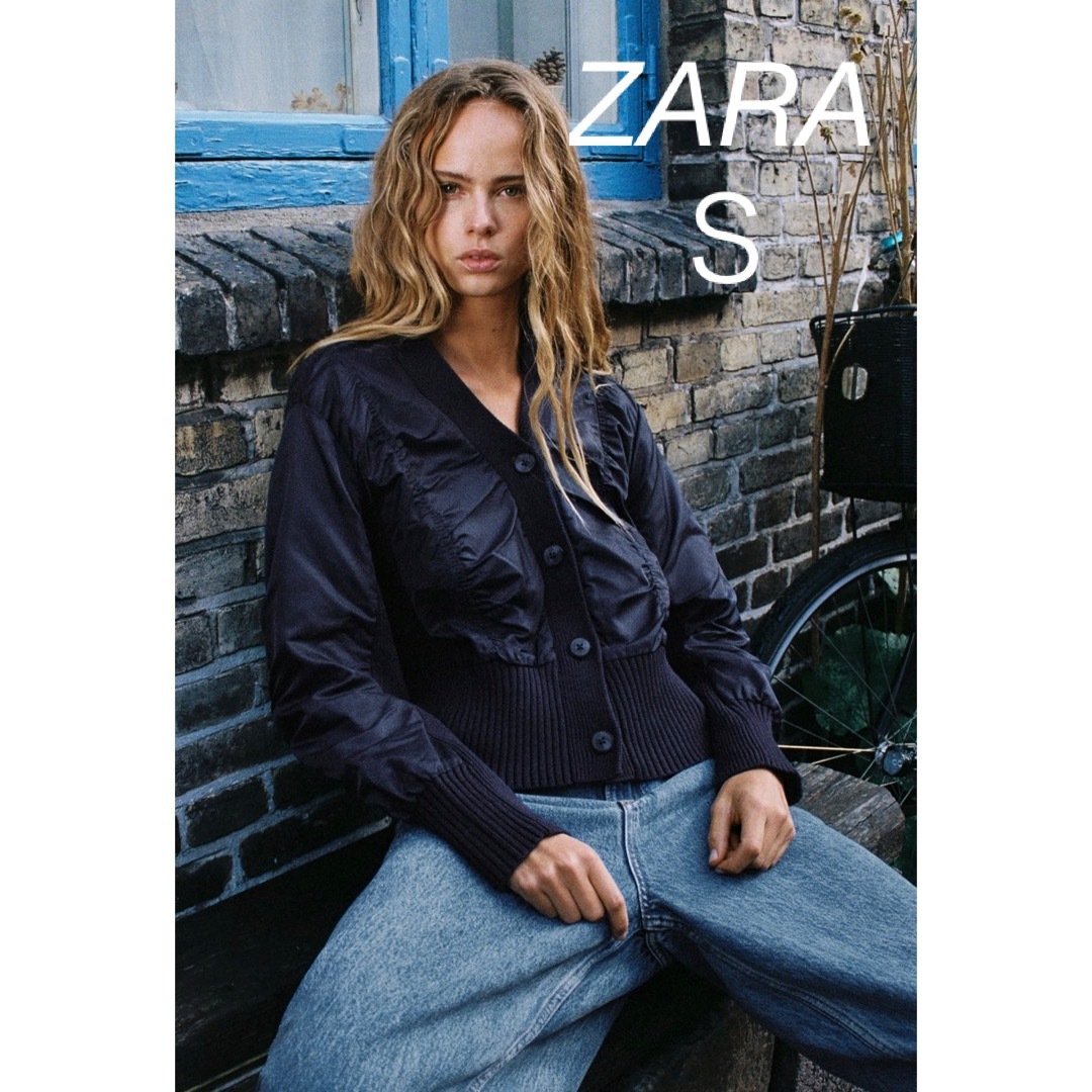 ZARA コントラスト ニット カーディガンレディース