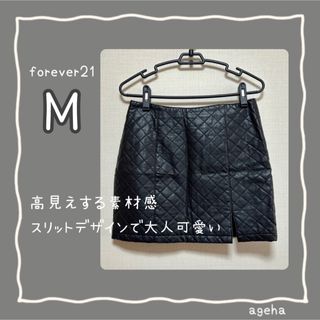 フォーエバートゥエンティーワン(FOREVER 21)のフェイクレザー タイトスカート ミニスカート 台形 ブラック M(ミニスカート)