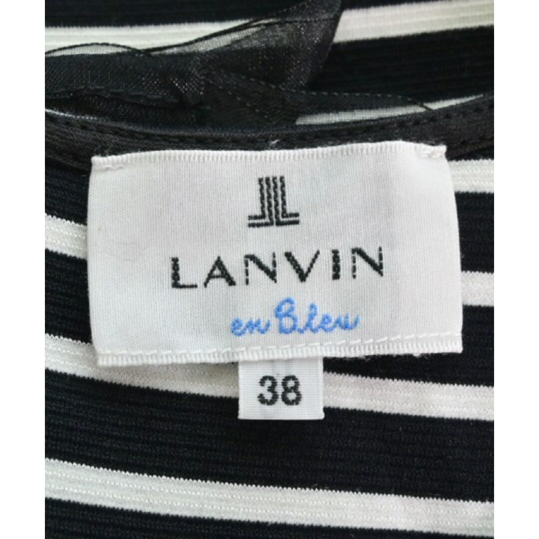 LANVIN en Bleu(ランバンオンブルー)のLANVIN en bleu ノースリーブ 38(M位) 黒x白(ボーダー) 【古着】【中古】 レディースのトップス(タンクトップ)の商品写真