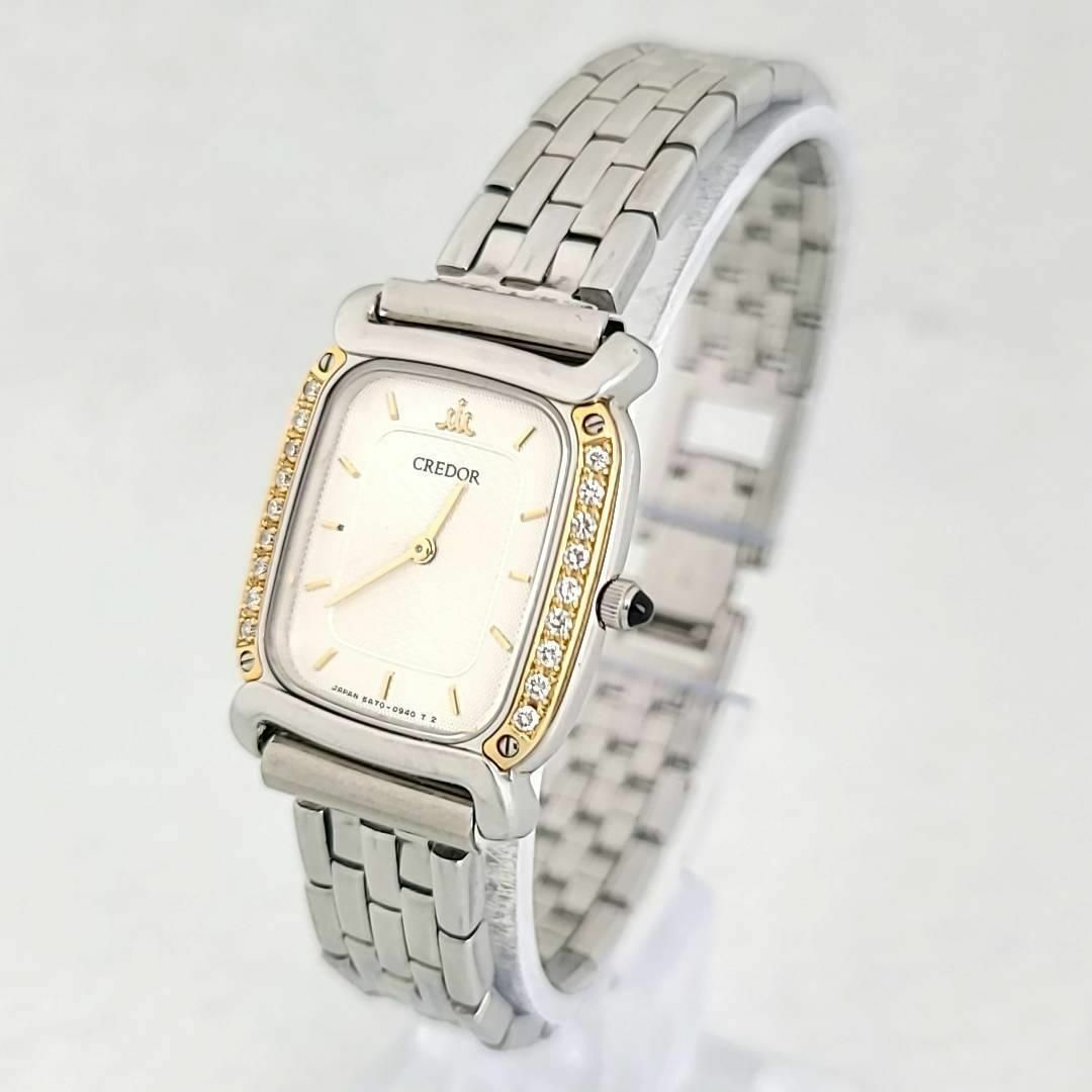 新品本物 ☆【美品稼働品】 SEIKO ダイヤベゼル シルバー文字盤 19K クレドール 腕時計