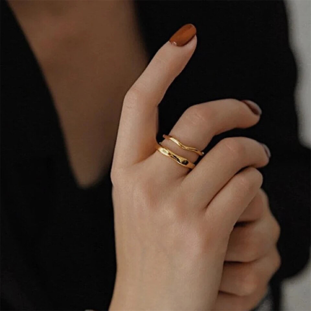 Adam et Rope'(アダムエロぺ)の【新品】2 design ring / gold set レディースのアクセサリー(リング(指輪))の商品写真