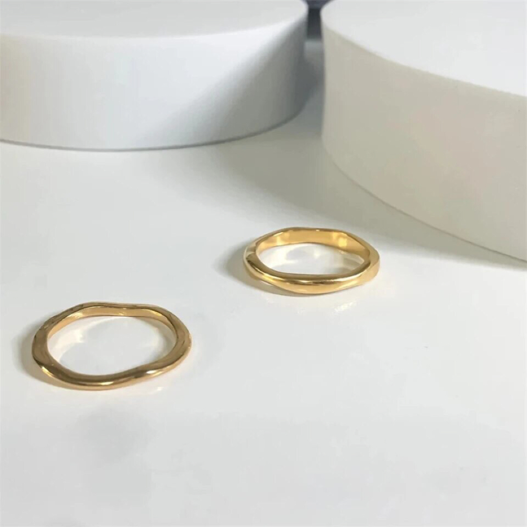 Adam et Rope'(アダムエロぺ)の【新品】2 design ring / gold set レディースのアクセサリー(リング(指輪))の商品写真