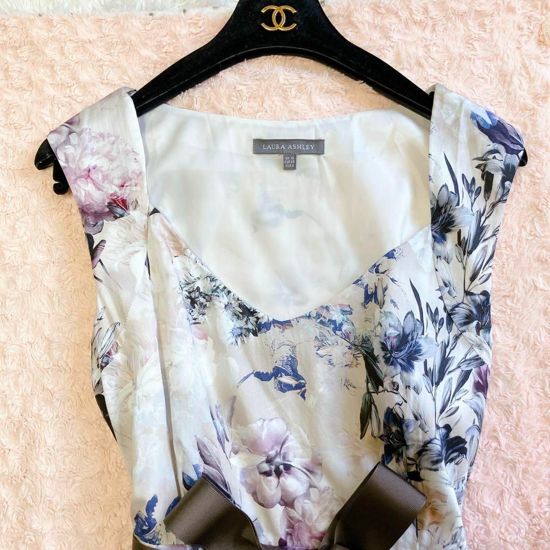 LAURA ASHLEY - ローラアシュレイ ロングワンピース L リボン フレア