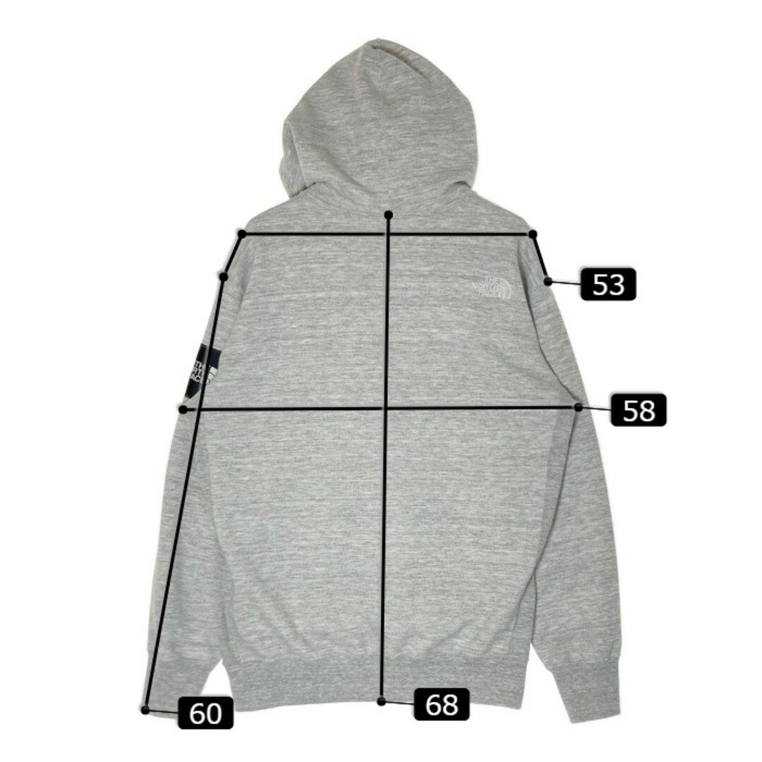 THE NORTH FACE(ザノースフェイス)の★THE NORTH FACE ノースフェイス NT12333 Square Logo Hoodie スクエアロゴフーディ グレー sizeL メンズのトップス(パーカー)の商品写真