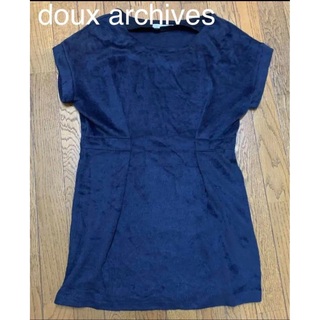 ドゥアルシーヴ(Doux archives)のdoux archives ワンピース　Mサイズ　紺色　ダークブルー　半袖(ひざ丈ワンピース)
