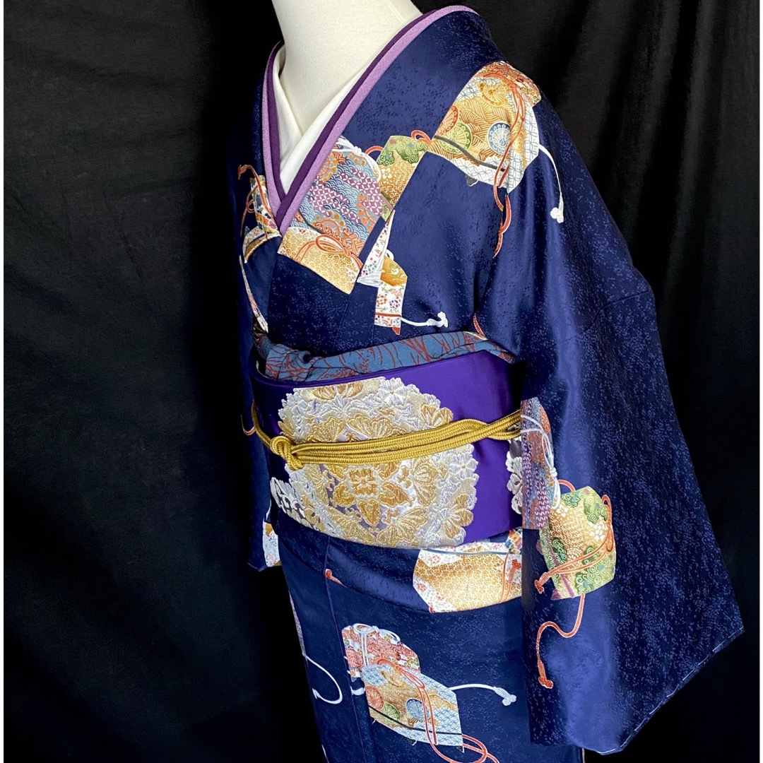 ⁡ 〈華紋の紫の袋帯〉SALE 紫色　アンティーク　華紋　織り出　豪華　美品 ⁡