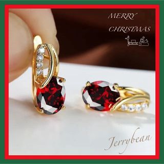 レッド ピアス ゴールド クリスタル トパーズ クリスマス プレゼント(ピアス)