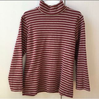 ムジルシリョウヒン(MUJI (無印良品))の無印良品 ハイネック 長袖 Tシャツ 120 サイズ ボーダー 秋冬 used(Tシャツ/カットソー)