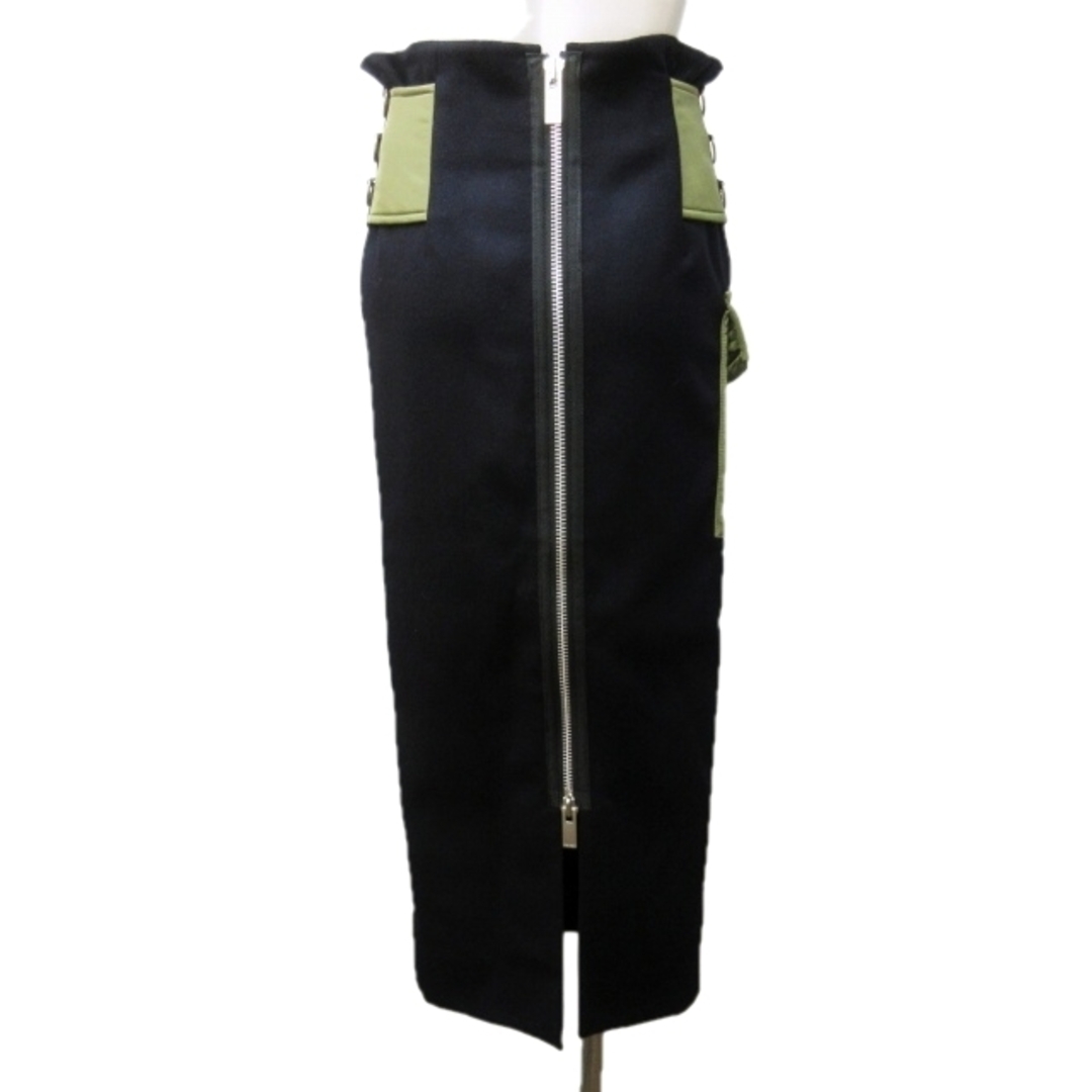 sacai(サカイ)のサカイ 美品 19AW メルトン スカート 切替 ナイロン 19-04715 0 レディースのスカート(ロングスカート)の商品写真