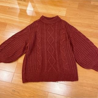 ナチュラルクチュール(natural couture)のレディース ニット ワンピース 赤 えんじ色 クリスマス 冬 秋(ニット/セーター)