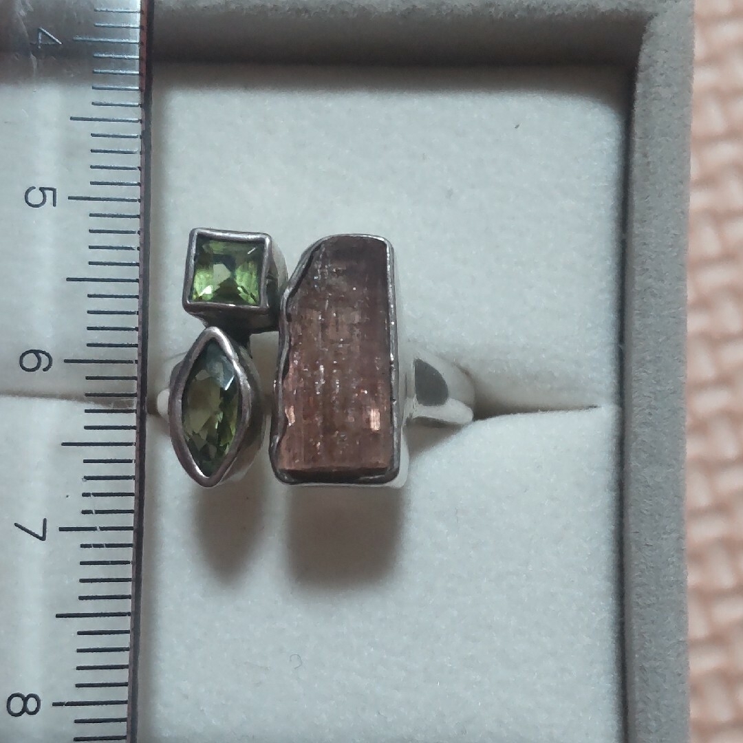 美品☆天然石 sv925 インペリアルトパーズ ペリドット リング レディースのアクセサリー(リング(指輪))の商品写真