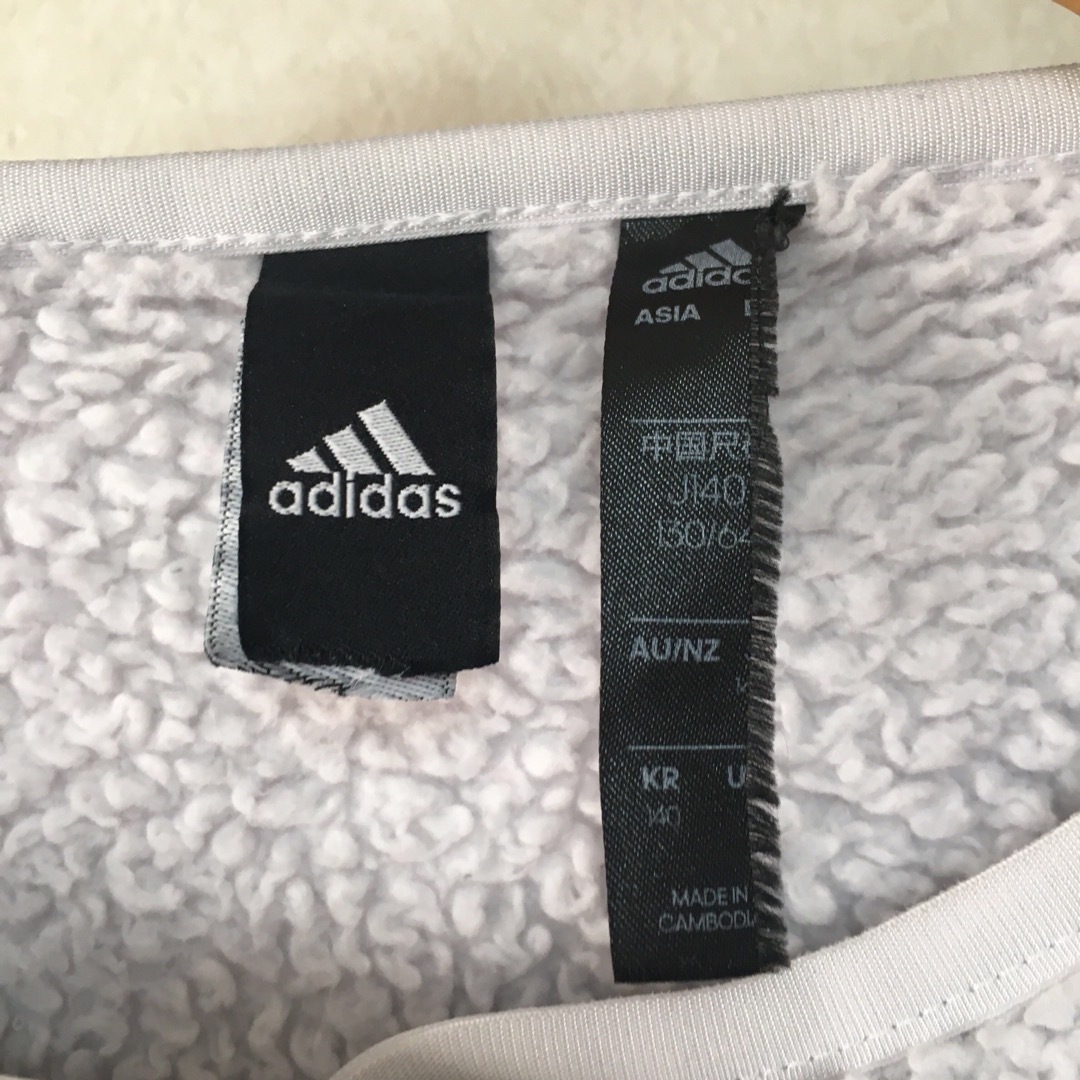 adidas(アディダス)のアディダス ノーカラーボアジャケット 140cm グレー adidas キッズ/ベビー/マタニティのキッズ服女の子用(90cm~)(ジャケット/上着)の商品写真