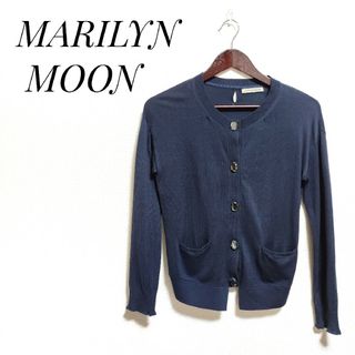 マリリンムーン(MARILYN MOON)のマリリンムーン　MARILYN MOON ビジューカーディガン　レース　ネイビー(カーディガン)