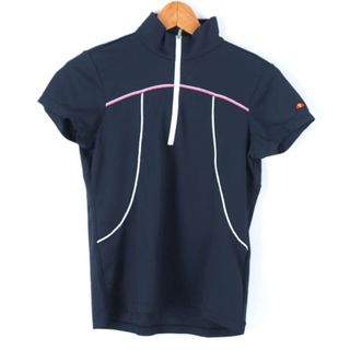 エレッセ(ellesse)のエレッセ 半袖ポロシャツ ハーフジップ ハイネック ゴルフウエア レディース Sサイズ ネイビー ellesse(ポロシャツ)