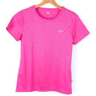 フィラ(FILA)のフィラ 半袖Tシャツ ドット柄 ワンポイントロゴ スポーツウエア レディース Mサイズ ピンク FILA(Tシャツ(半袖/袖なし))