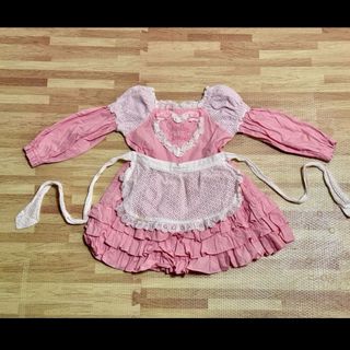 シャーリーテンプル(Shirley Temple)のシャーリーテンプル　ワンピース　エプロン　メイド　ハート　ピンク　100(ワンピース)