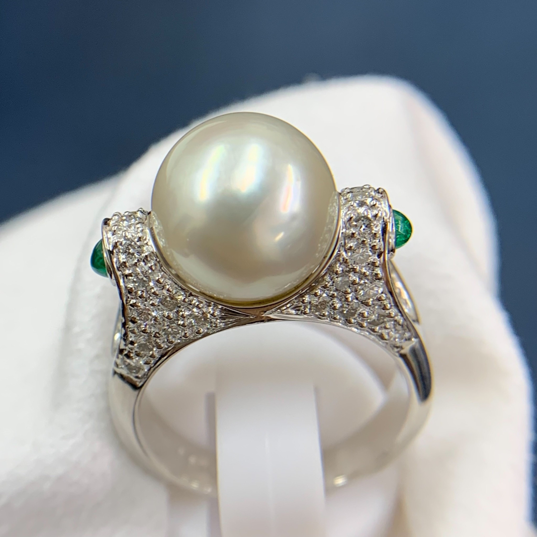 South Sea おもろい Pearl Pt900白蝶パール ダイヤモンドリング South Sea おもろい Pearl Pt900白蝶パール ダイヤモンドリング