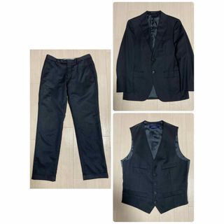 ユナイテッドアローズグリーンレーベルリラクシング(UNITED ARROWS green label relaxing)の極美品 Green Label REDA社 サージ無地スーツ 3ピース(セットアップ)