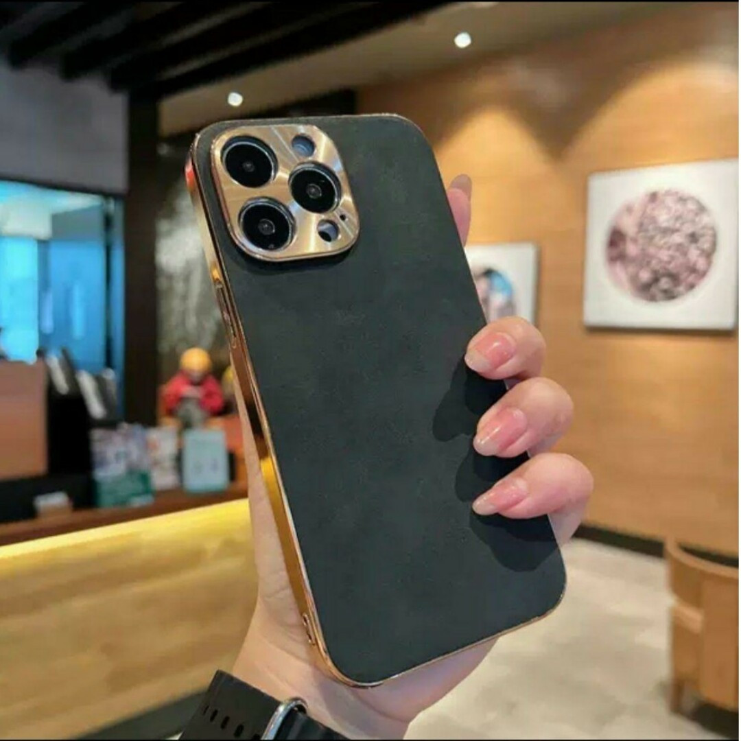 iPhone15ProMax ケース 黒 金 ラムスキン レザー シンプル 人気 iPhone15ProMax ケース 黒 金 ラムスキン レザー シンプル 人気