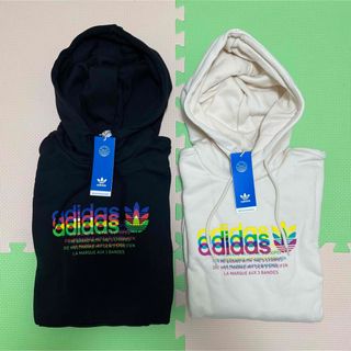 アディダス(adidas)の★新品★アディダスオリジナルス 黒　白　レインボー　パーカー　ペア　セット(パーカー)