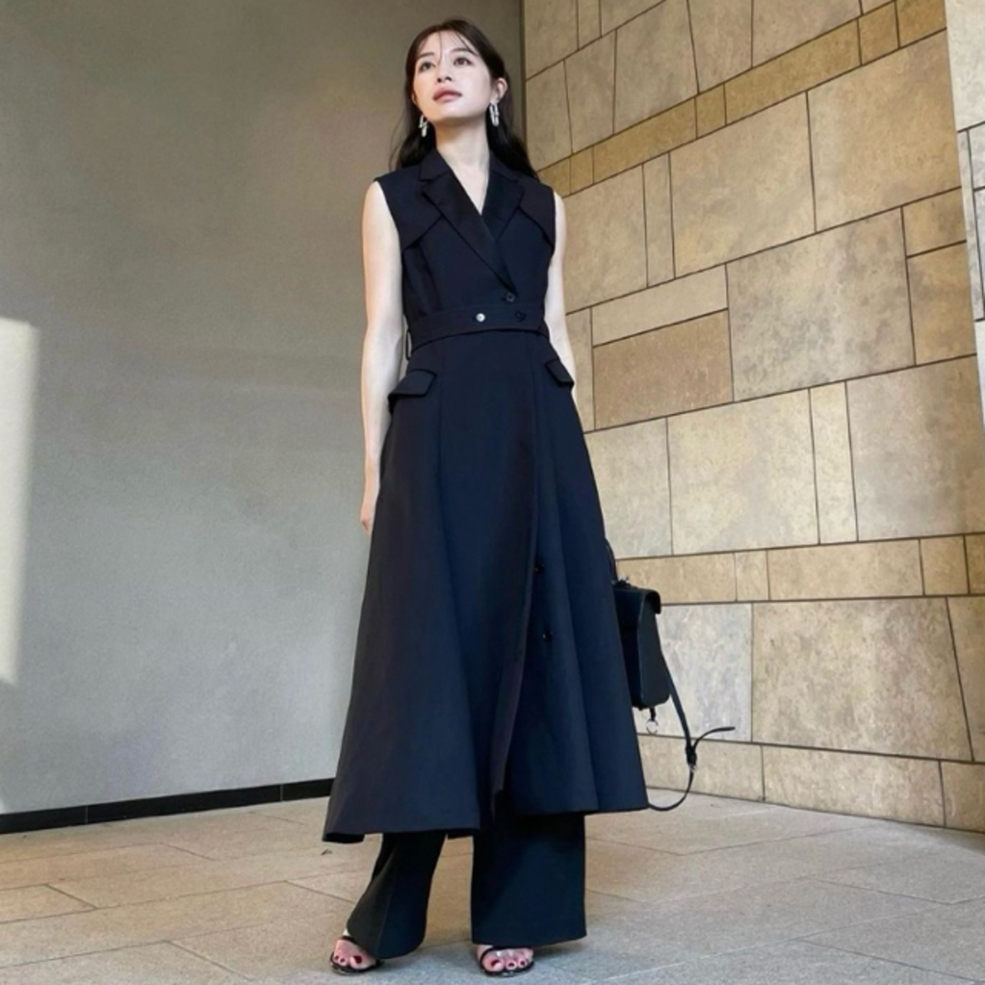 レディースlaubeblanc sleeveless coat dress 黒 black