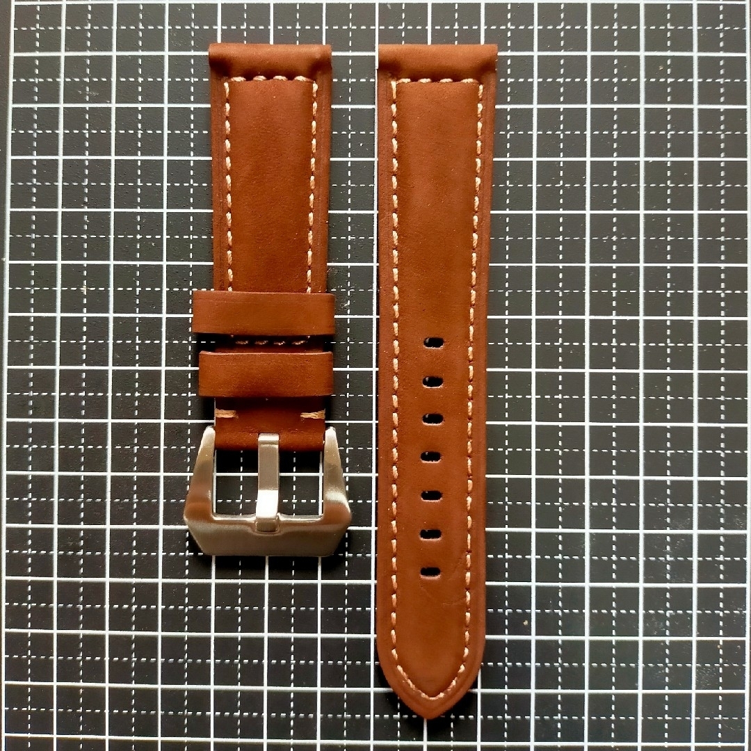 腕時計バンド　レザーベルト　ラグ幅22mm　ブラウン　パネライやディーゼルなどに メンズの時計(レザーベルト)の商品写真