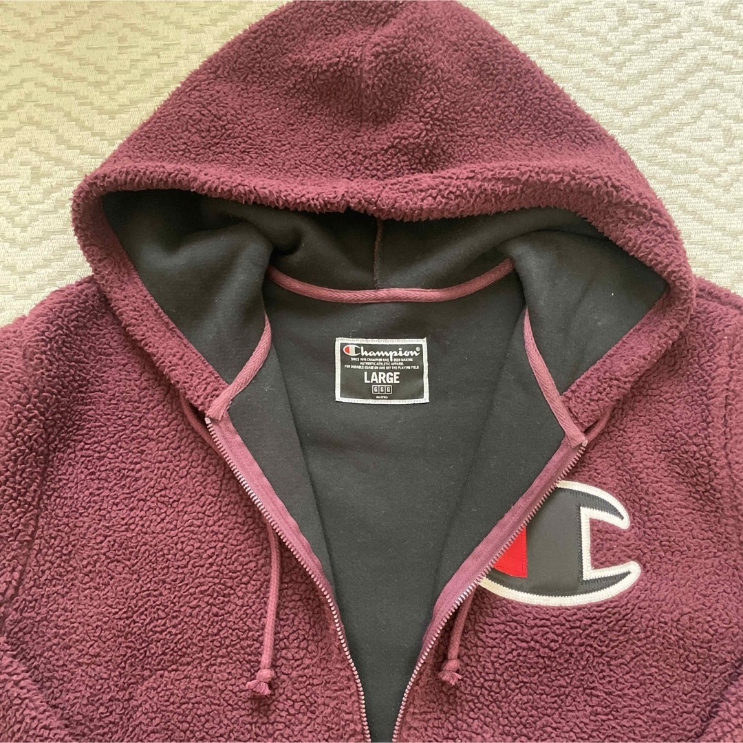 Champion(チャンピオン)のchampion チャンピオン　ボアハーフジップ　パーカー　L メンズのトップス(パーカー)の商品写真