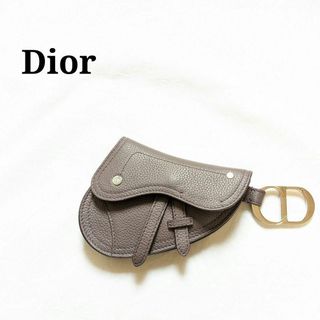 クリスチャンディオール(Christian Dior)のディオール サドル キーリング キーホルダー ポーチ コインケース 無地(コインケース/小銭入れ)