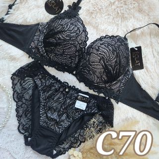 №312【C70】アイビーレースフラワーブラジャー&フルバックショーツ(ブラ&ショーツセット)