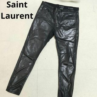 サンローラン(Saint Laurent)の美品 Saint Laurent レザーテーパードパンツ Lサイズ(デニム/ジーンズ)