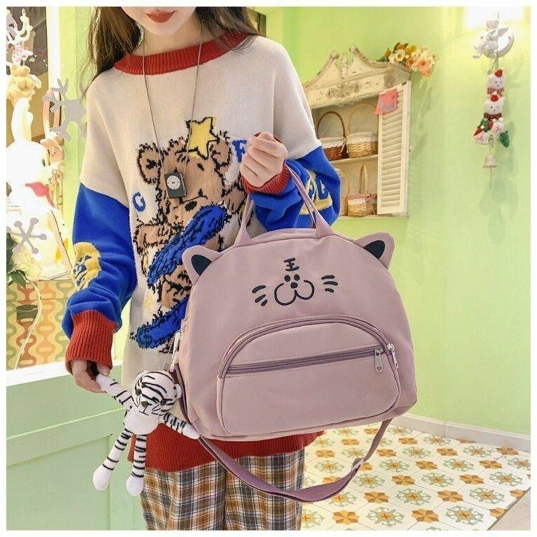 レディース 人気 リュック♡大容量 猫耳♡軽量 ショルダー 3way 韓国 紫色 レディースのバッグ(ショルダーバッグ)の商品写真
